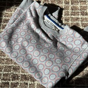 Tory Burch Tory Sport Printed Crew Neck Sweatshirt Gray Red White Blue Sweater